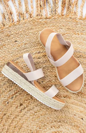 Stretch Plateau Sandalen Beige