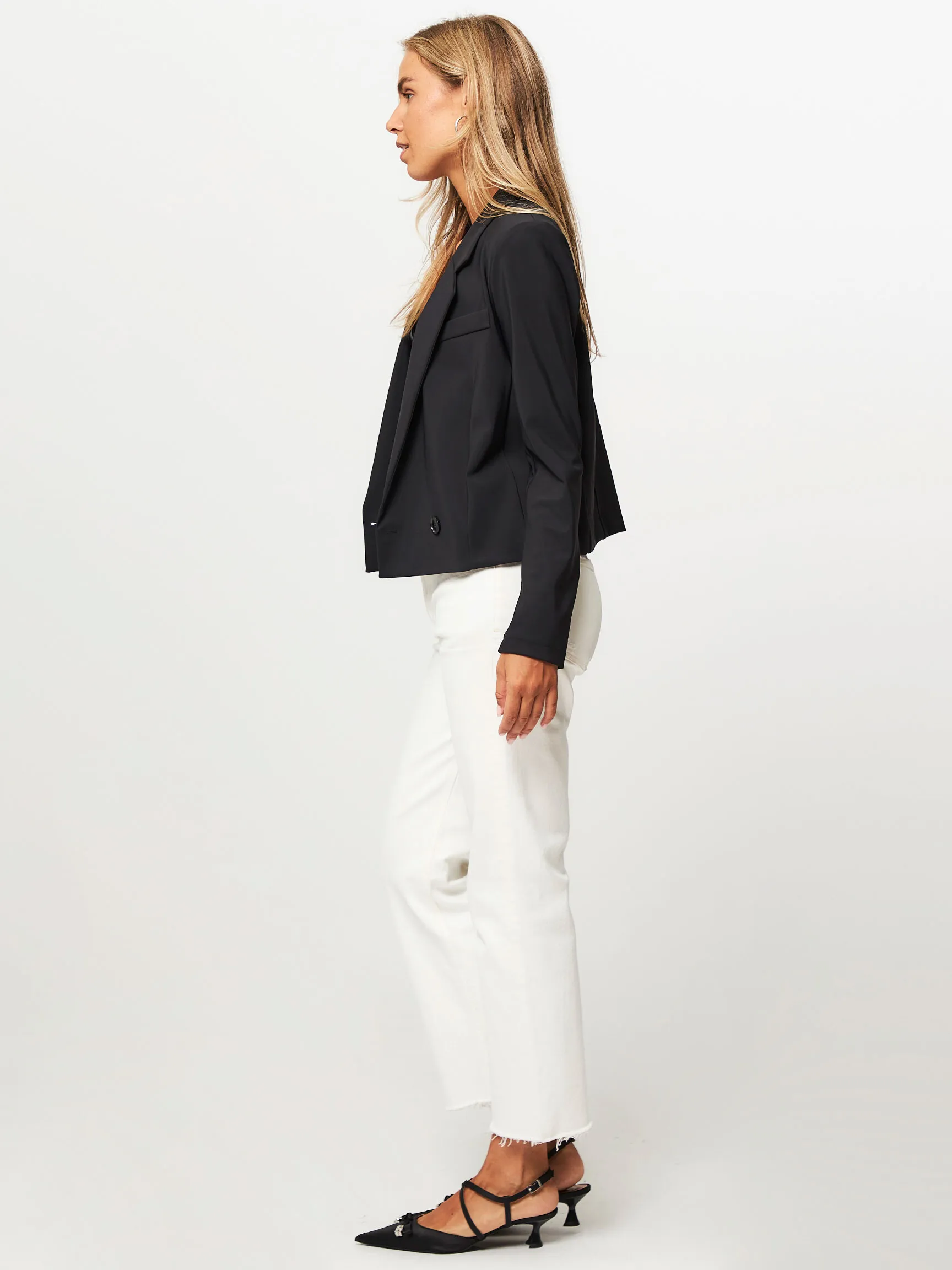 Studio Anneloes Ocean, bonded travel jersey cropped blazer