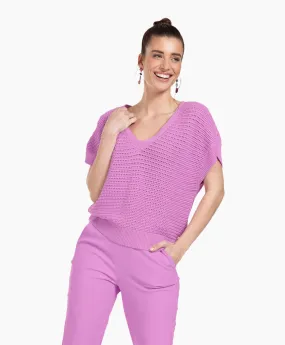 Studio Anneloes Top Chiara V-neck Crochet Top Roze