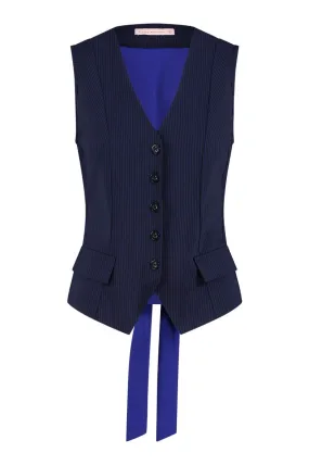 Studio Anneloes07834 Elena Stripe Gilet - Dark Blue/Purpleblue