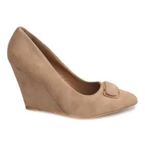 Suède Sleehak Pumps LE113 Beige