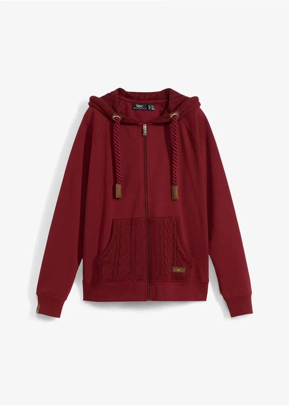 Sweatvest met gebreide capuchon en zakken   
