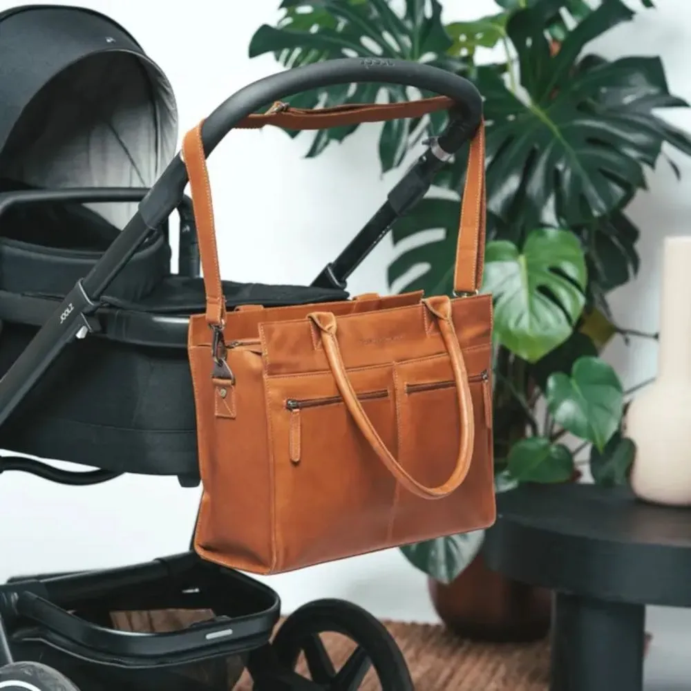 The Chesterfield Brand Elody Cognac Leather Diaper Bag