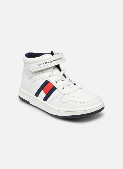      TOMMY HILFIGER HIGH TOP LACEUP/VELCRO SNEAKER  WIT   