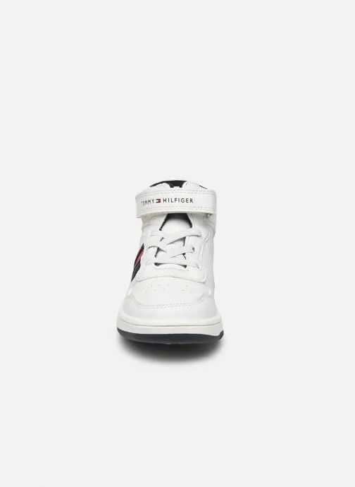      TOMMY HILFIGER HIGH TOP LACEUP/VELCRO SNEAKER  WIT   