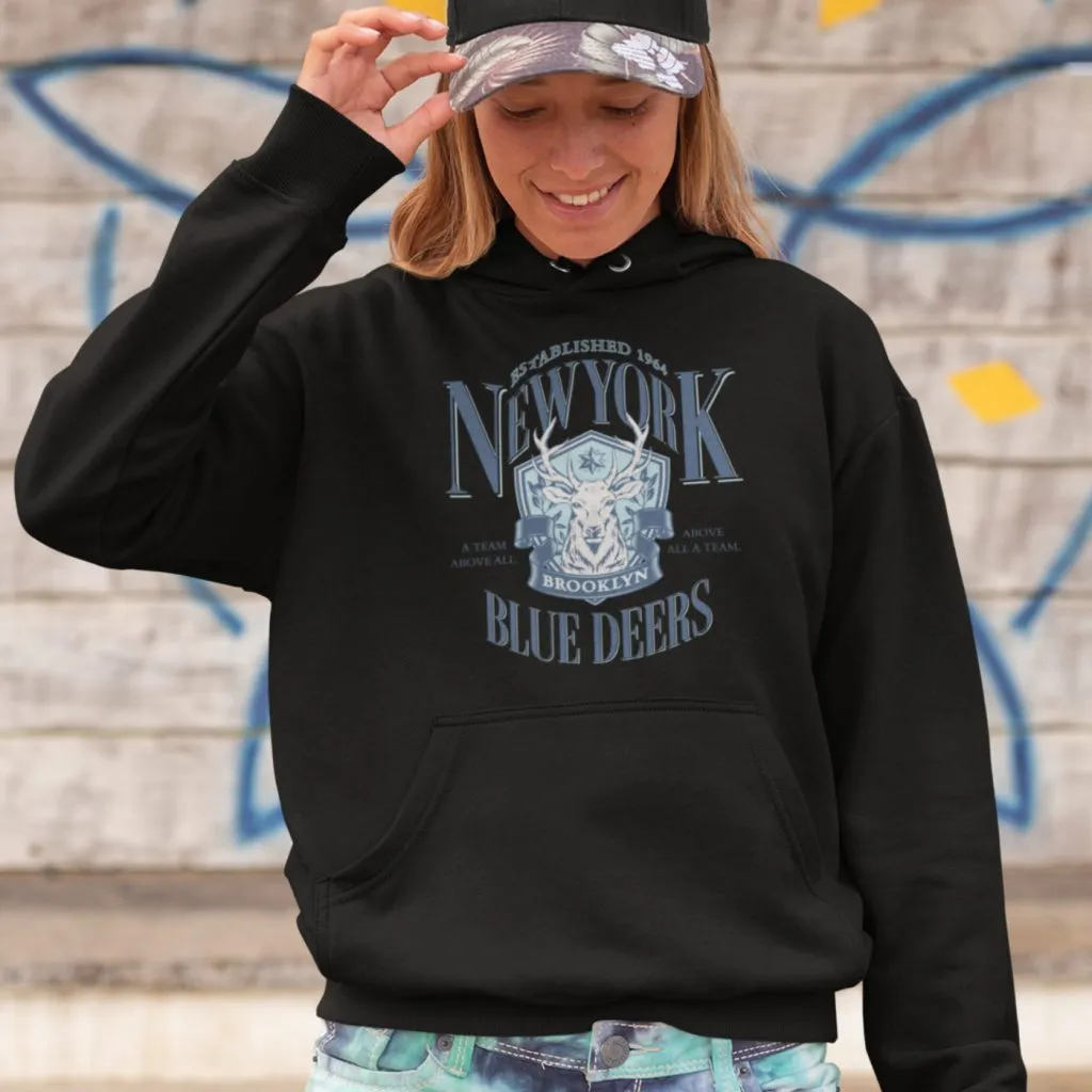 University Sport Hoodie New York Brooklyn Blue Deers