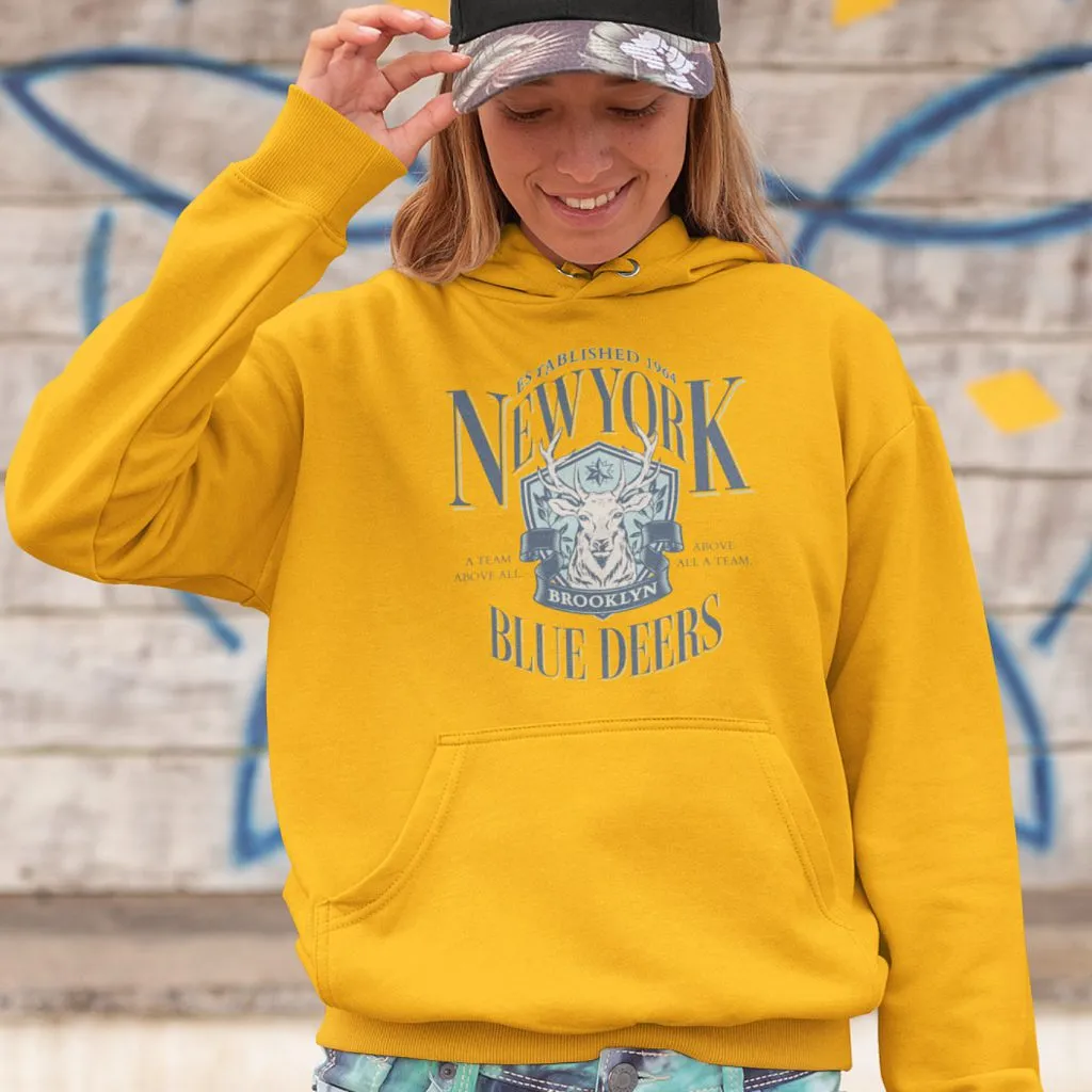 University Sport Hoodie New York Brooklyn Blue Deers