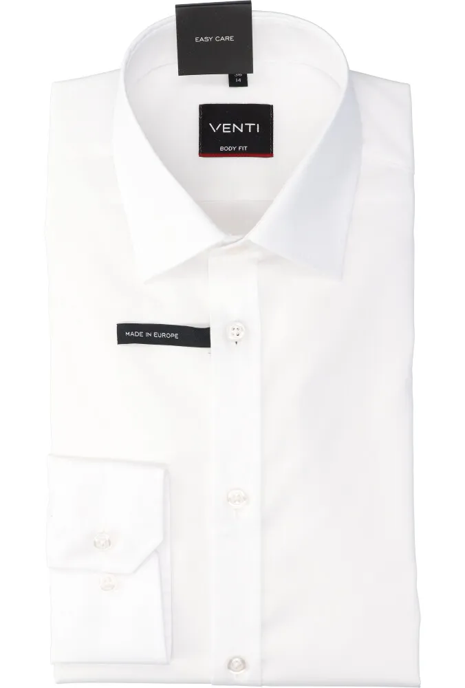 VENTI WIT KATOENEN HEMD (SLIM FIT) MET LANGE MOUWEN    ZOMER '24