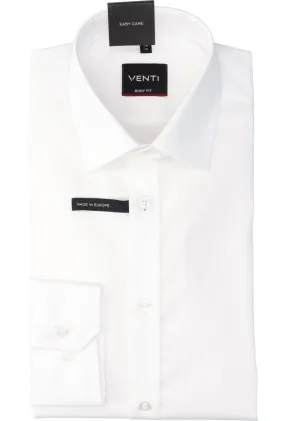 Venti Wit katoenen hemd (slim fit) met lange mouwen   - Zomer '24