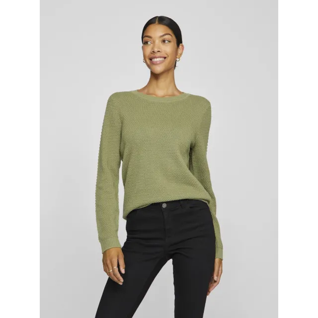 VILA VIDALO ONECK L/S KNIT TOP NOOS 14082767 OIL GREEN