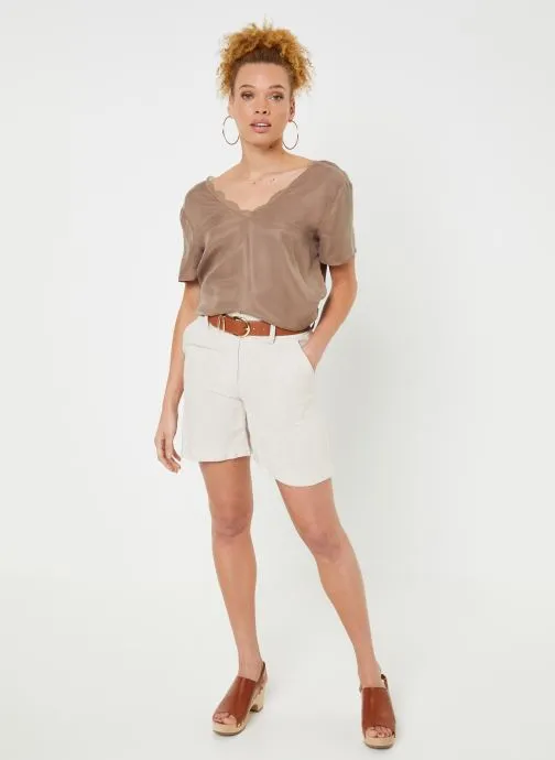      VILA VILESLIE S/S LACE TOP  BRUIN   