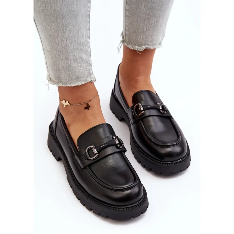 VINCEZA ECOLEREN LOAFERS VOOR DAMES, ZWART LEDDA