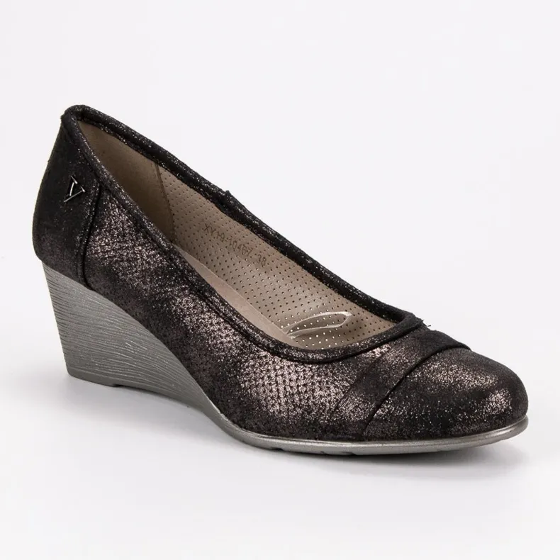 Vinceza Glitter pumps met sleehak bruin