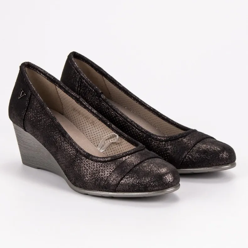 Vinceza Glitter pumps met sleehak bruin