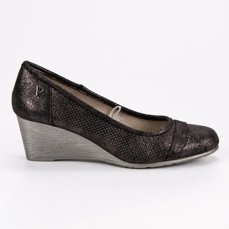 Vinceza Glitter pumps met sleehak bruin