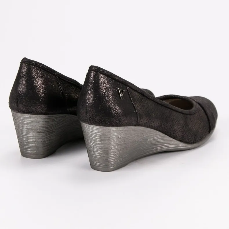 Vinceza Glitter pumps met sleehak bruin