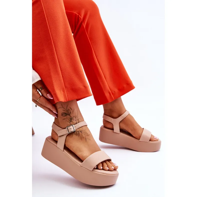 Vinceza Nude Casen Chunky Plateausandalen voor dames roze