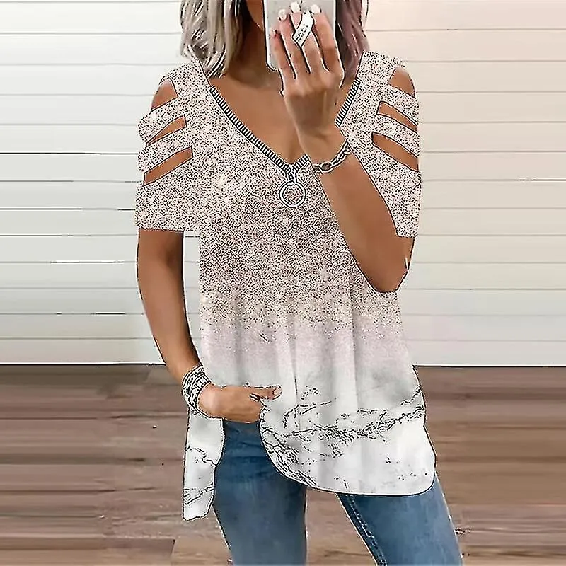 VROUWEN RITS TSHIRT V HALS ZOMER TOPS TUNIEK KORTE MOUW TUNIEK BLOUSE KLEURRIJK TEE