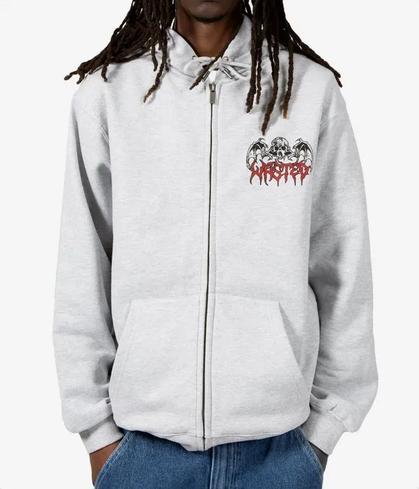 WASTED PARIS BONES ZIPHOODIE (ASH GREY)