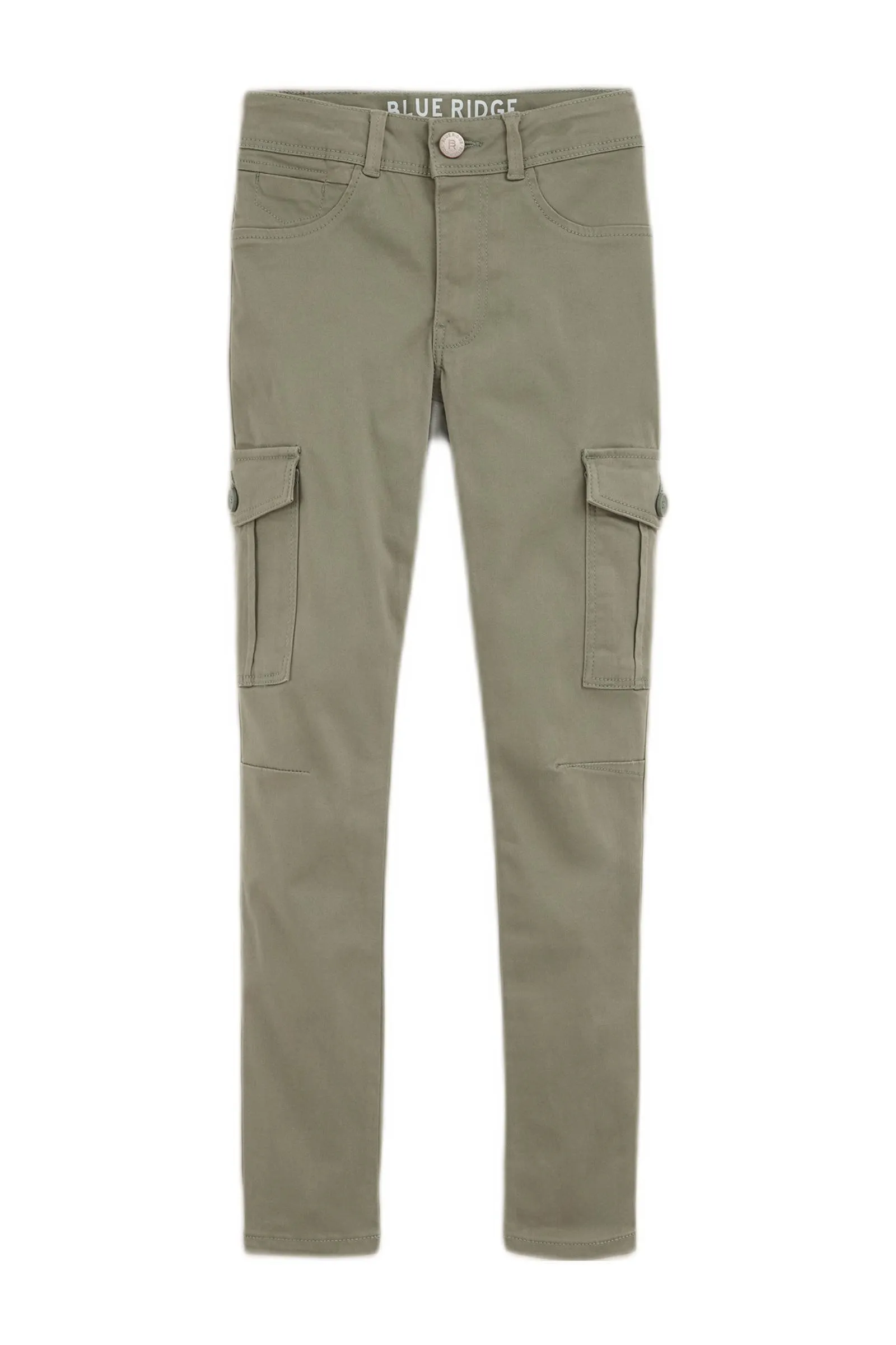 WE Fashion super skinny cargobroek zachtgroen Meisjes Stretchkatoen Effen 146