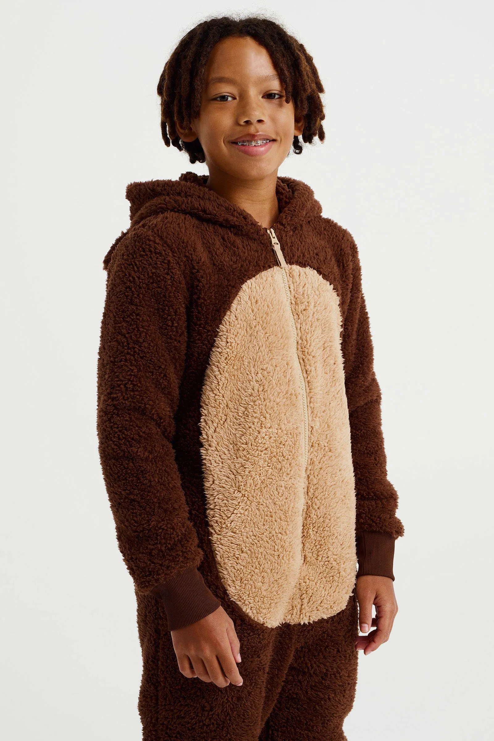 WE Fashion teddy onesie bruin beige Meerkleurig 110 116