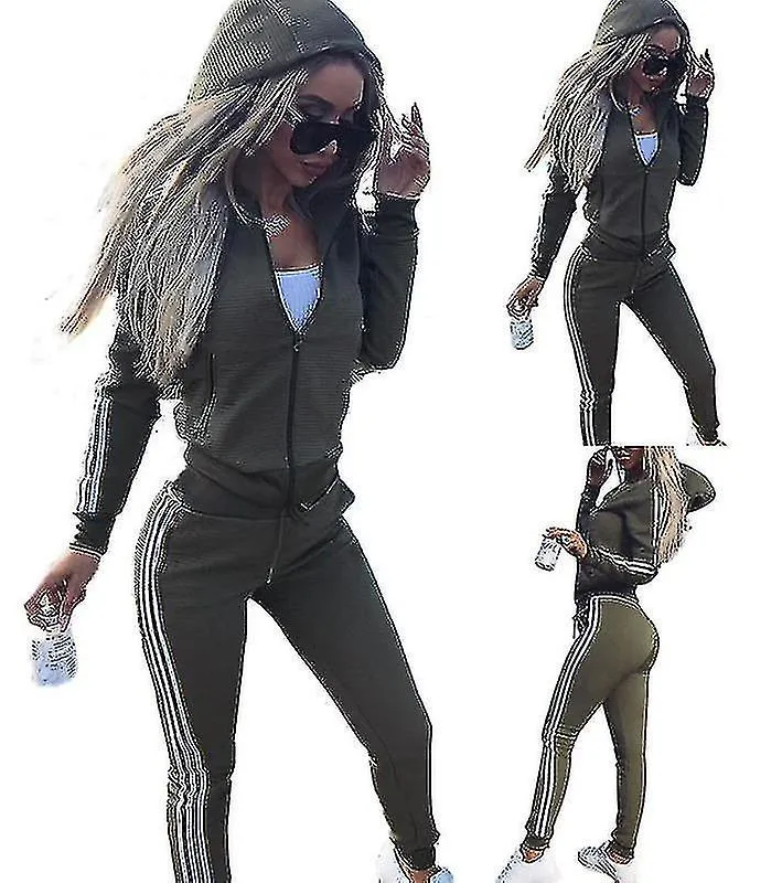 Womens 2 stuks athleisure sport wear trainingspak hoodie broek set