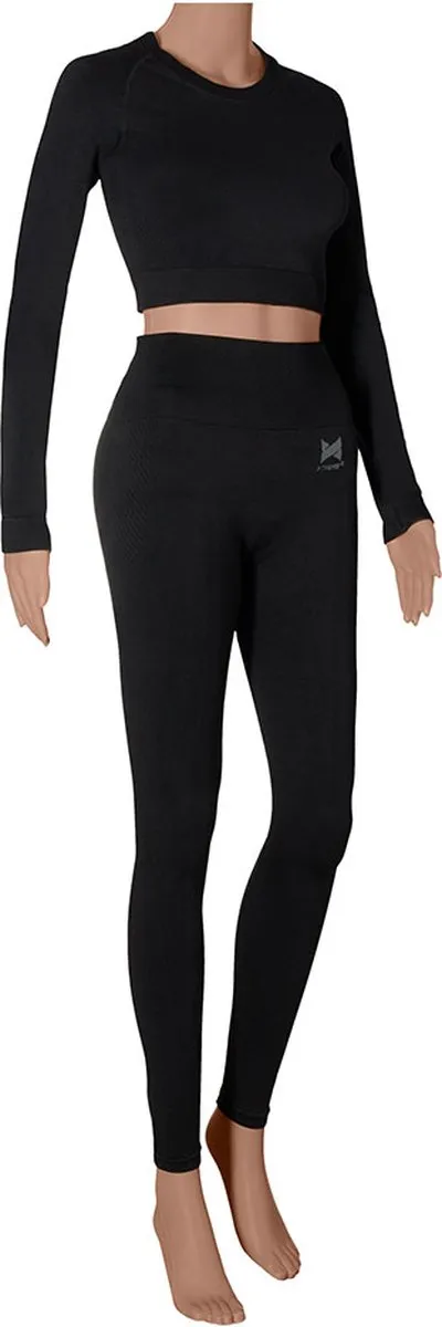 Xtreme – Sportset dames – Legging/Crop Top – Zwart – S – Sportlegging – Sport crop top