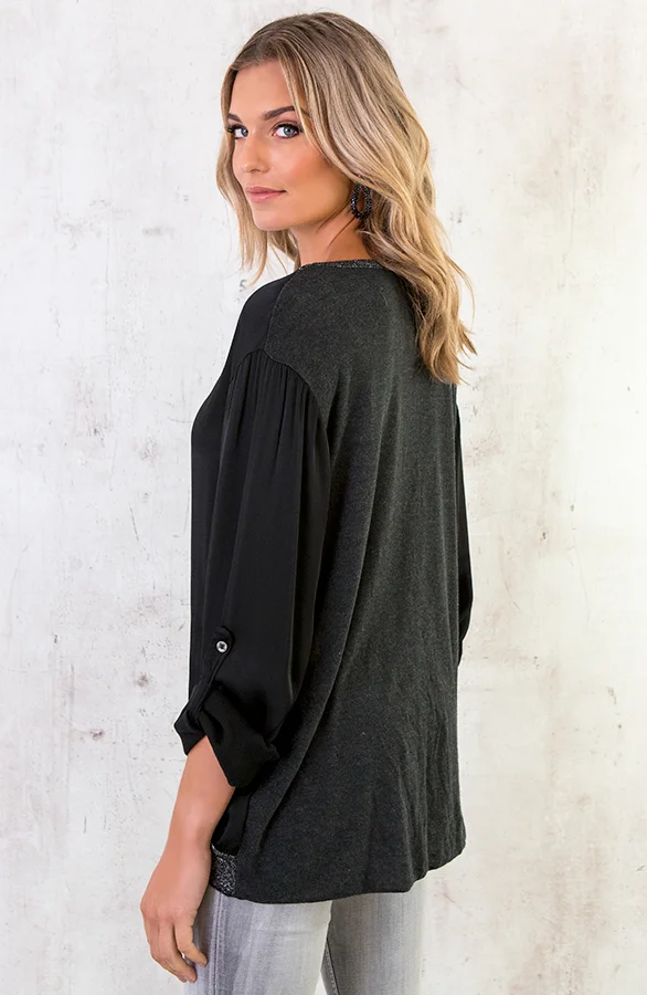 Zijde Blouse Zwart