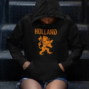 Zwarte EK WK Koningsdag Hoodie Holland Leeuw Oranje