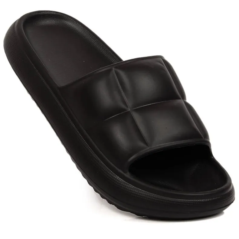 Zwarte gewatteerde platformslippers voor dames Vinceza 48800