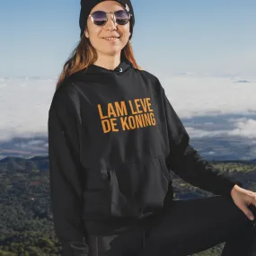 Zwarte Koningsdag Hoodie Lam Leve De Koning Oranje